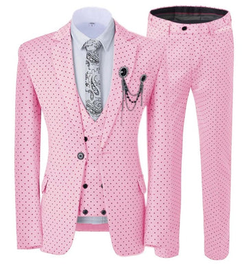 Aidase Mens suits Wave point Three Pieces Men Dress Suits Casual Commuter office business suits For Wedding(Blazer+Vest+Pants) aidase-shop